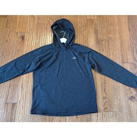 L.L. Bean grey hooded light polartec pullover sweater m - Picture 2 of 10